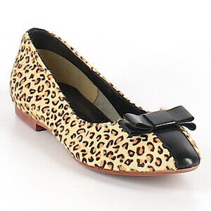 Re-mix Deluxe Vintage Shoes Retro Leopard Print Bow Flats